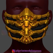 scorpion mask mortal kombat halloween costume cosplay horror face helmet skull demon scary party games toys creepy evil zombie armour 3d print model - Mito3D