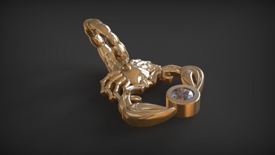 akrep kolye altın takı sanat gümüş yazdırılabilir hayvan cnc 3d 3d print model - Mito3D