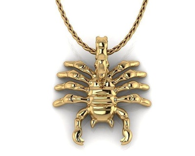 scorpion pendant gold printing fashion beauty jewel jewelry printable silver jewellery italy diamond ring spider art punasarraj engagement pendants 3d print model - Mito3D