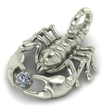 scorpion pendant gem in claws silver jewel printable sterling zbrush jewellery jewelry gold trillion trilliongem roundcut pendants 3d print model - Mito3D