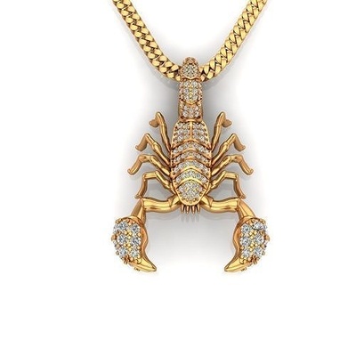 scorpione pendat diamante pendente oro 14k giallo non fa clic ghiacciato hi luppolo gioielleria ciondoli hiphop collane 3d print model - Mito3D