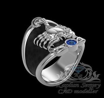scorpione squillare Crosta oro argento gioielleria gioiello anelli 3d print model - Mito3D