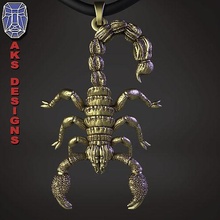 animal pendant jewelry scorpion version 1 jewel jewellery biker riders fashion punk jewelri skull rings organic reptile insect crab creature monster venom bug pendants 3d print model - Mito3D