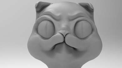 gatto scottish fold cartone animato art cat scottishfold kitty divertente animale gattino stl domestico il busto la scultura felino sculture 3d print model - Mito3D