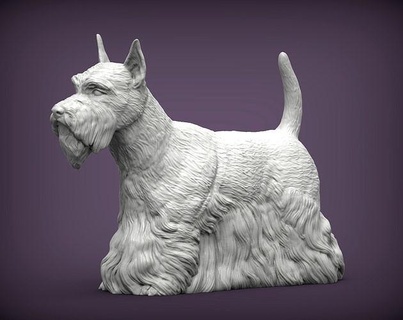 İskoç teriyer köpek doğa memeli hayvan Evcil Hayvan heykel heykelcik hatıra 3d Yazdır model şekil vermek Sanat heykeller yazdırılabilir 3d print model - Mito3D