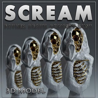 urlare padre Morte concetto fallimento wescraven uccisore orrore cranio faccia fantasma pugnalato scheletro arte sculture 3d print model - Mito3D