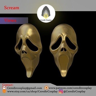 gritar máscara versión 3d digital grito modelos miedo personaje Víspera Santos horror fantasma escalofriante ropa 3dprint agresión pasatiempo bricolaje diy 3d print model - Mito3D