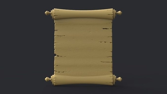scroll antique ancient letter medieval map nail old paper parchment papyrus rope script vintage house 3d print model - Mito3D