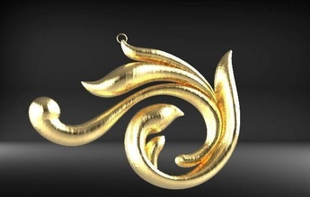 scrolling design pendant 3d cad jewelry gold luxury platinum silver pendants 3d print model - Mito3D
