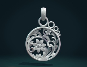 scrollwork pendant embroidery flower art fine curls decoration jewelry leaves design pendants 3d print model - Mito3D