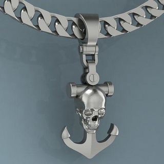 godille ancre Collier crâne bijoux or argent imprimable Hommes bijou pédant platine 3d bague tête anneaux squelette OS panneau pendentifs 3d print model - Mito3D