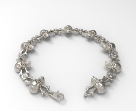 catraia pulseira jóias ouro printable de prata platina cadeia pulseiras 3d print model - Mito3D