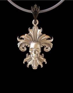 scull pendant skeleton print jewelry gold lily skull pendants 3d print model - Mito3D