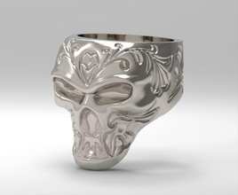 palella anello gioielli la maschera testa art l'anatomia anelli argento stampabile oro 3d print model - Mito3D