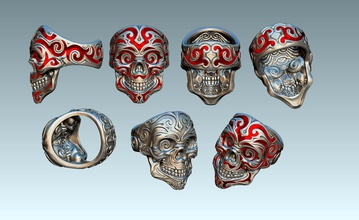 scull ring enamell jewelry printable fashion beauty print zbrush rings 3d print model - Mito3D