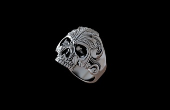scull sprouted biker design fashion jewellery jewelry print printable ring sculpture skull skullring ringskull hipster beard glasses jewelri rings 3d print model - Mito3D