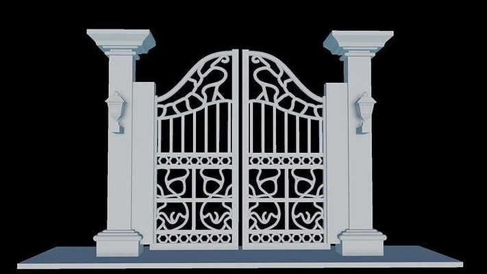 sculpté dimensionnel entrée porte architecture barrière grille fermer clé sécurité bois clôture fer ferronnerie futurisme enceinte coupe balustrade maison 3d print model - Mito3D