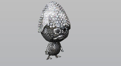 scultura calimero gioiello diamanti pietre tagliare uovo arte incondizionato brillante cartone animato oro moda pendente gioielleria 3d print model - Mito3D