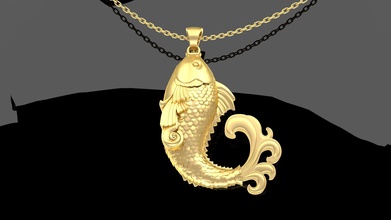 escultura pez colgante pendiente joyería joya oro plata imprimible diamante Boda blanco brillante animal impresión colgantes 3d print model - Mito3D
