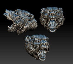 sculptute ursa head jewelry sculpture animals stl printable other 3d print model - Mito3D