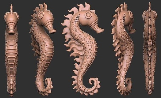 mer cheval hippocampe poisson océan animaux animal nature bijoux aquarium dessin animé vie marine étoile rouge pendentifs boucle d'oreille colliers 3d print model - Mito3D