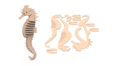 cheval de mer, kit jeux-jouets kyechain porte-clés trousseau clés un l'hippocampe rapide simple animal la mer rétro dessin à main levée caractère art mignon traditionnel jeux les jouets puzzle 3d print model - Mito3D