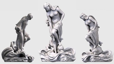 mar ninfa estatua escultura mármol monumento cuerpo mujer parque esculturas niña mitología mágico leyenda criatura fantasía ficticio miniaturas figuritas místico arte 3d print model - Mito3D