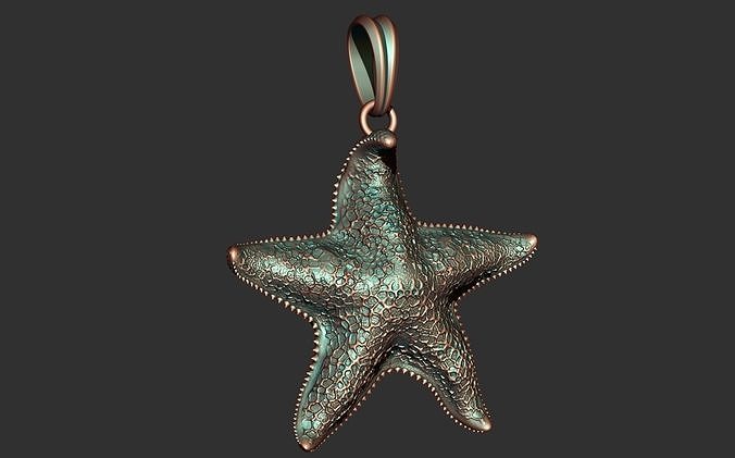mar Estrela pingente colar estrela Mar zbrush esculpir vtsculpting cafajeste cadmodel jóias stlmodel joalheria pingentes 3D print model - Mito3D