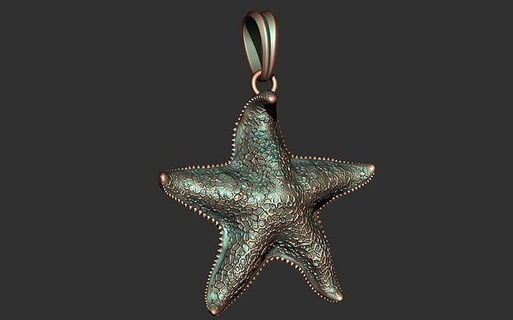 sea star pendant necklace seastar zbrush sculpt vtsculpting cad cadmodel jewellery stlmodel jewelry pendants 3d print model - Mito3D