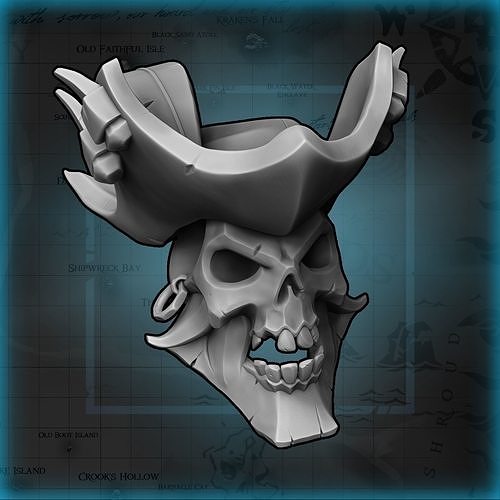 mar of ladrões coração fogo crânio osso cabeça horror pirata bruxas seaoftheie tesouro cripta raro esqueleto jogos pc épico brinquedos chapéu seaofthievesflameheartskull 3D print model - Mito3D