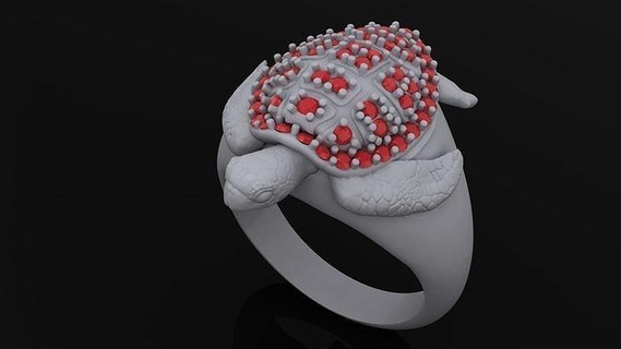 mare tartaruga squillare pietre animali animale oceano acqua marino oro platino ringturtle diamanti diamante creatura desing arte natura pesce gioielleria anelli 3d print model - Mito3D