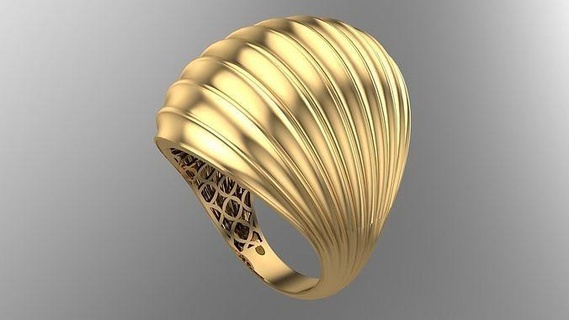 sea wave plain fusion ring-r05- ring solid jewelry earring design gem silver gold wax printable diamond status pendant neclace bracelet accessory cad rhino jewel rings 3d print model - Mito3D