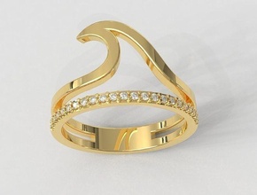 sea wave ring teen fashion jewelry printable gold rings silver diamond trendy modern 3d print model - Mito3D