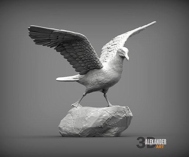 seagull stone gull bird printer feathers wings miniatures figurines 3d nature animal sculpture printable art sculptures sea ocean jetty silvery herring 3d print model - Mito3D