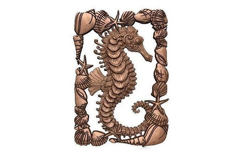 seahorse cnc sea marine art deco router relief signs logos 3d print model - Mito3D