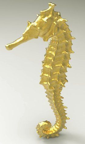 cavalluccio marino di grandi dimensioni biologia preistorici oro argento forma art le scansioni repliche 3D print model - Mito3D