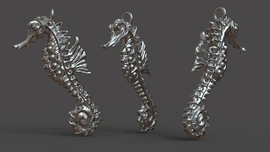pendentif hippocampe art l'hippocampe la sculpture de conception joyau bijoux pendentifs 3d print model - Mito3D
