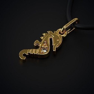 seahorse pendant gold jewelry silver printable diamond lightweight 3 small luxury necklace gem pendants kids kid 3d print model - Mito3D
