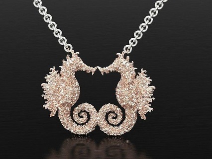 seahorse pendant luxury design art jewelry horse silver printable stylish gold pendants 3d print model - Mito3D