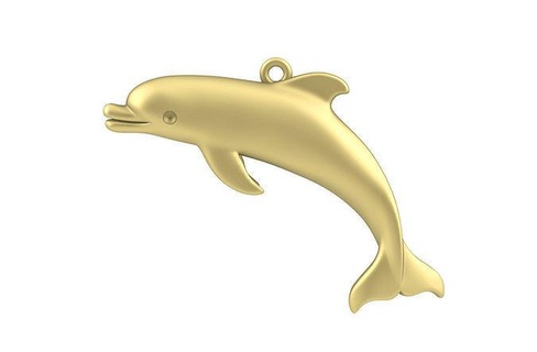 sealives - single dolphin pendant style-2 charm jewellery jewelry jewel gold sterling silver 925 casting cute animal nature sea gem printable brilliant pendants 3d print model - Mito3D