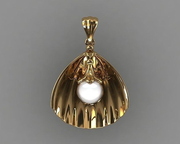 seashell pendant jewelry gold diamond jewellery fashion beauty gem brilliant panther necklace silver white lamp sterling pendants light 3D print model - Mito3D