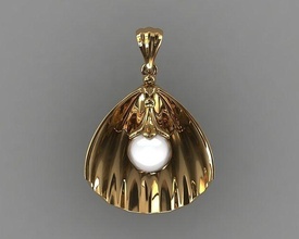 coquillage pendentif bijoux or diamant mode beauté gemme brillant panthère collier argent blanc lampe sterling pendentifs lumière 3d print model - Mito3D