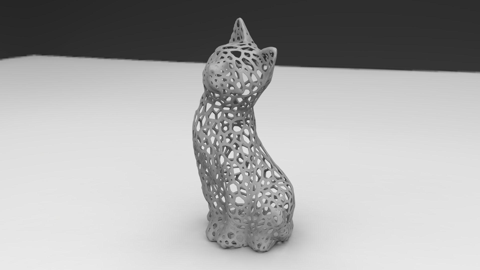 seated cat voronoi art chat animal sculptures 3D print model - Mito3D