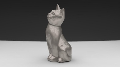 oturmuş kedi sohbet taramak basılı yazdır sanat heykeller 3d print model - Mito3D