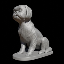 seated shih tzu dog nature sculpture decor animal puppy art sculptures 3d print model - Mito3D