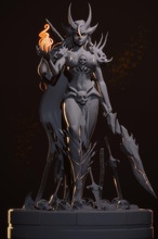 sebiti guerrero blindado sexy demonio antiguo fantasía mujer niña fuego arte esculturas cráneo lava almas caballero volcánico 3d print model - Mito3D