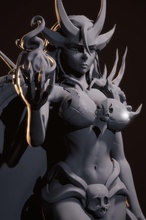 sebitti warrior damaged fantasy nude dark female demon girl lady spear sexy nudity knight art sculptures 3d print model - Mito3D