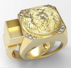 secret compartment lion ring jewelry gold luxury silver printable diamonds fashion jewellery rings 3d print model - Mito3D
