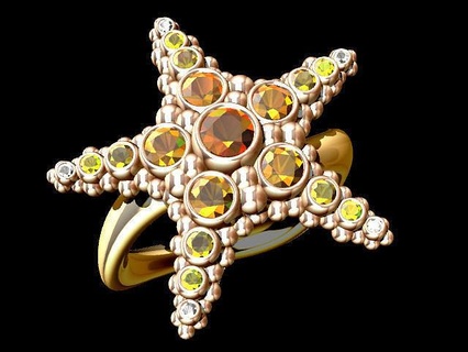 seestar ring juwelry seastar printable fashion jewelry rings 3d print model - Mito3D