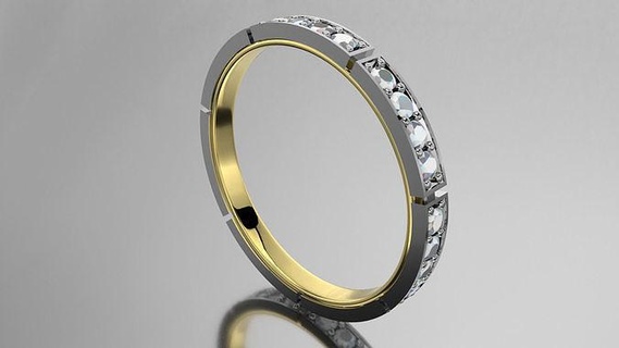 segmented eternity wedding band jewellery jewelry printable engagement diamond ring brilliant silver gold cad design platinum rings 3d print model - Mito3D
